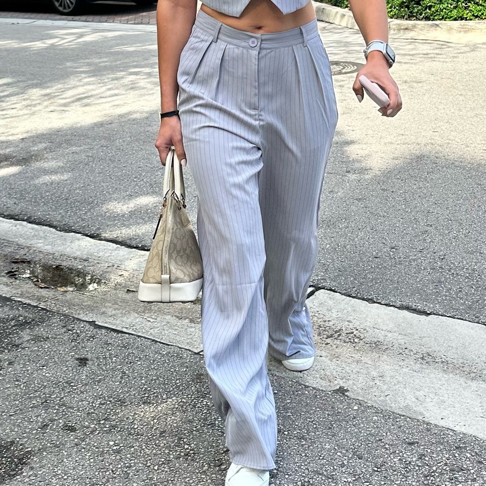 Better Be Pinstripe Wide-Leg Trousers -